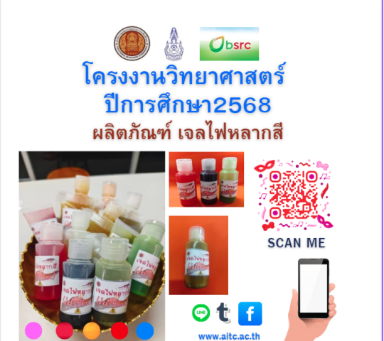 ผลิตภัณฑ์ เจลไฟหลากสี โครงงานวิทยาศาสตร์ ประจำปีการศึกษา2568